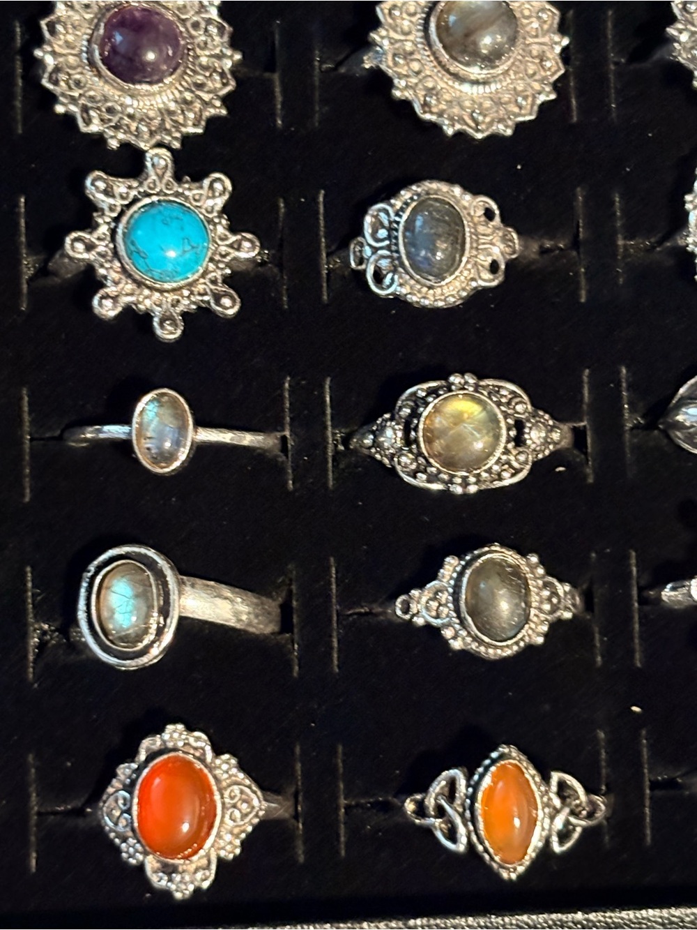 Gorgeous Gemstone Rings .925 Sterling Silver Multicolor - Women Jewelry Sz 5-9.5 - Picture 8 of 11